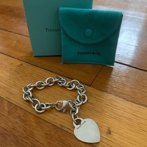 Authentic Tiffany heart charm bracelet. Original box and bag